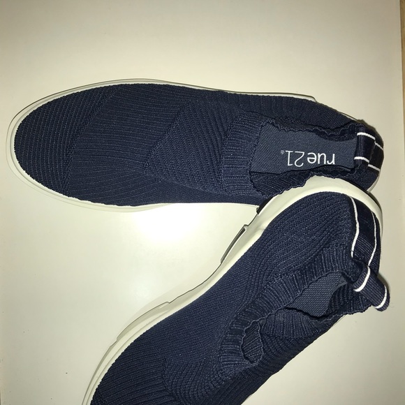 Navy Mesh Knit Sock Trainers - Picture 4 of 4